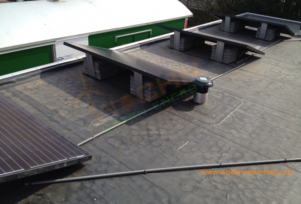 Off-grid Flat Roof Solar System in Europe– ECO Mount System used