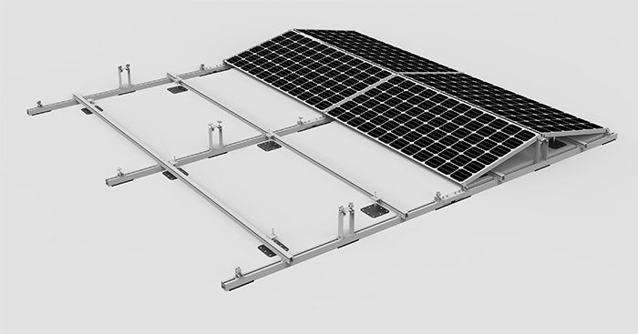 Arch 5.0 ballast mount system is a photovoltaic mounting system used for installing solar panels on flat roofs